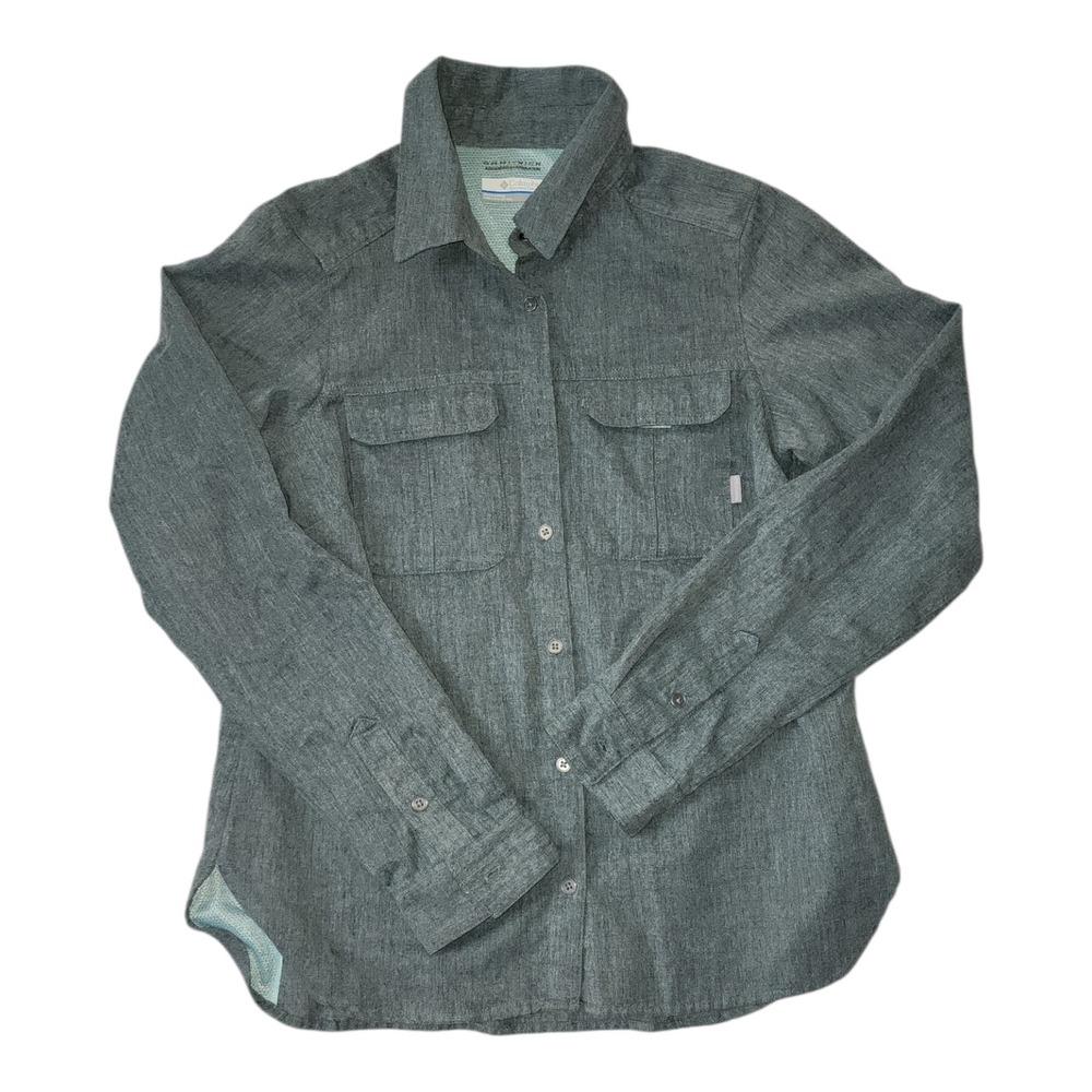 Columbia Shirt Womens Size M Medium Green‎ Omni Wick Evaporation Top Button Down